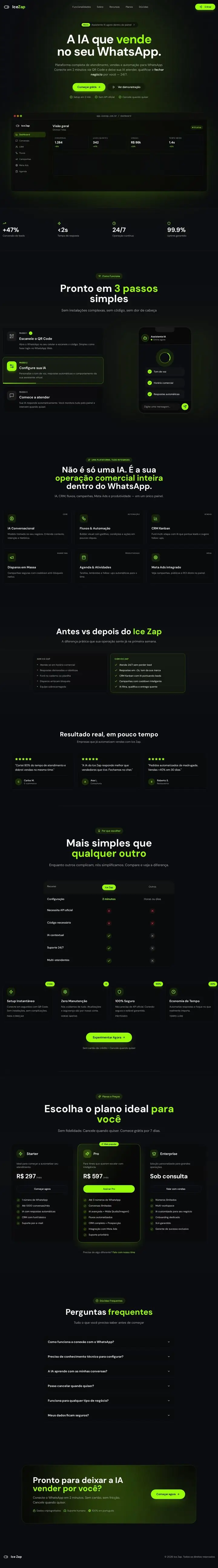 Preview completo da plataforma ICEZAP